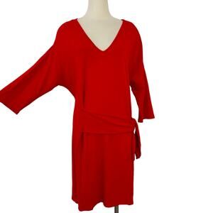 Tommy Bahama Side-Tie Pullover Shift Mini Dress V-Neck Orange Red XL
